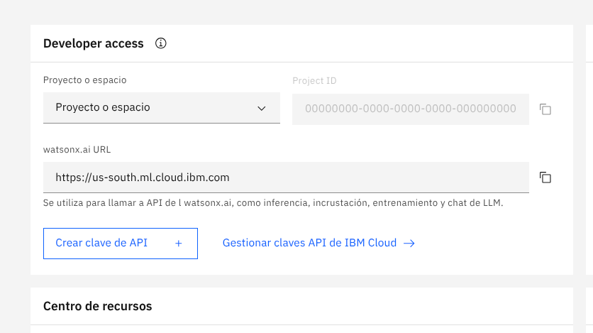 IBM watsonx Developer Access Panel